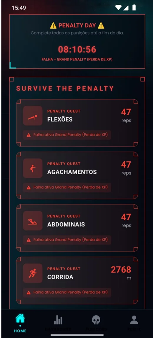 Tela Penalty Day do app