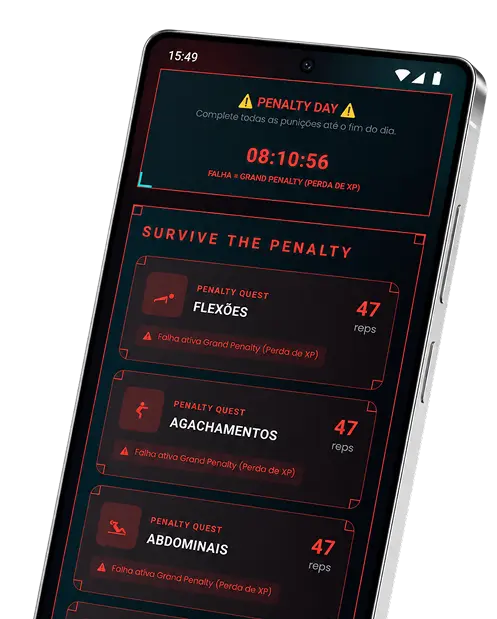 Tela de penalidades no app
